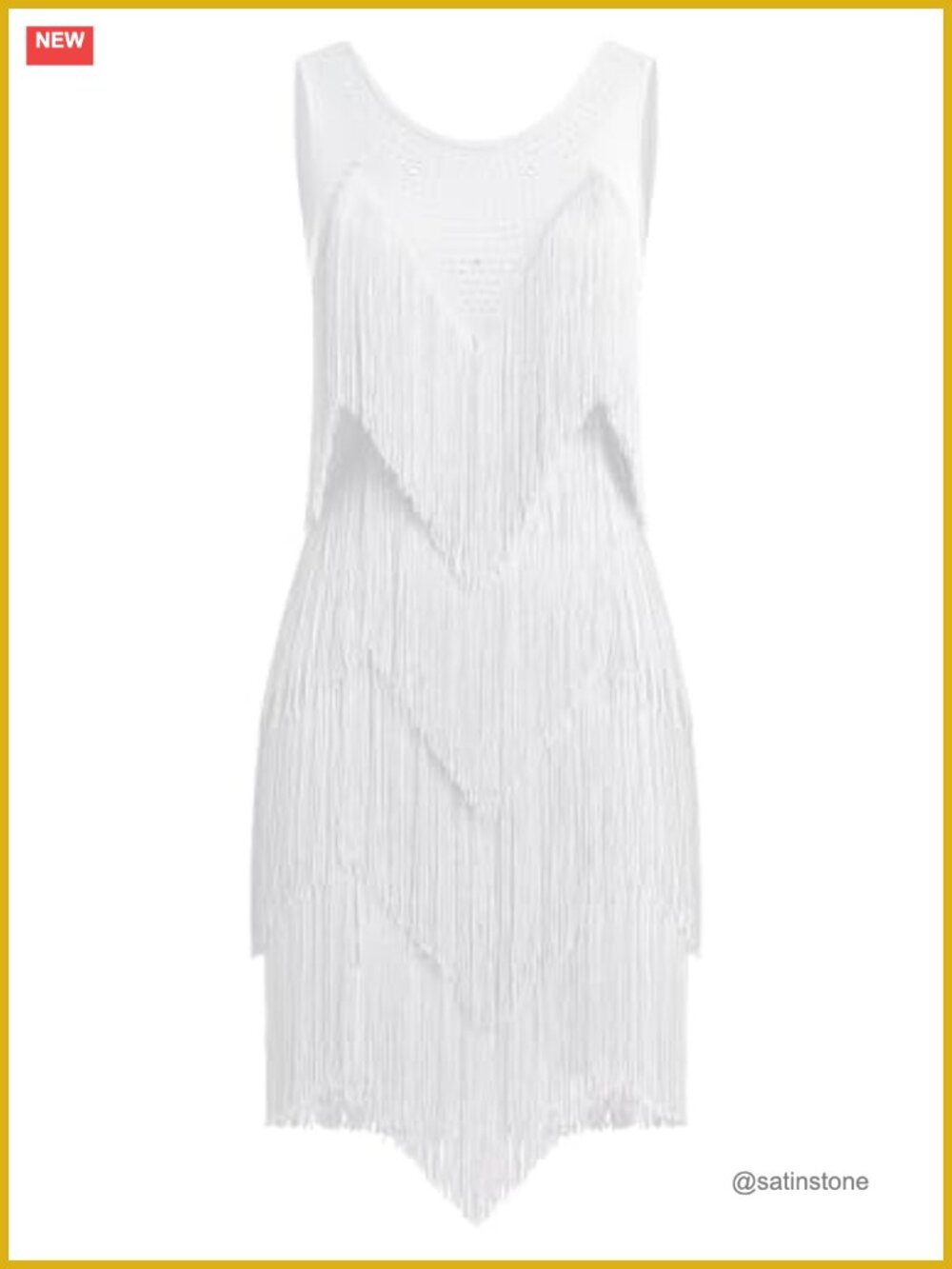 Rhinestone Layered Fringe Latin Dance Dress Sleeveless Mini